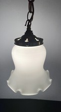 Vintage Christopher Wray White Opaline Glass Ceiling Light Pendant