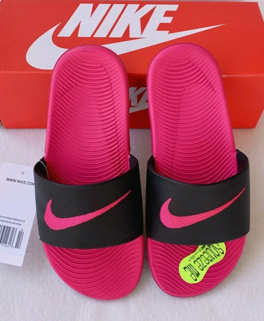 groentje Gebakjes weg 🔥SALE🔥Size 2Y NEW Nike Kawa Big Kids Girls Slide Sandals Flip Flops Pink  Black | eBay