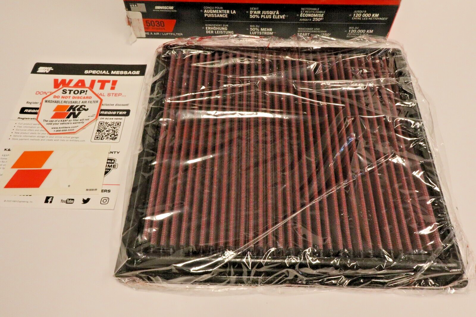 K&N HighFlow Original Lifetime Engine Air Filter 335030 Chevy