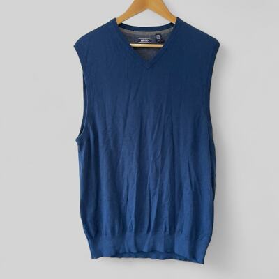 IZOD Mens Sweater Vest Size Large Blue Cotton Wool Fieldhouse