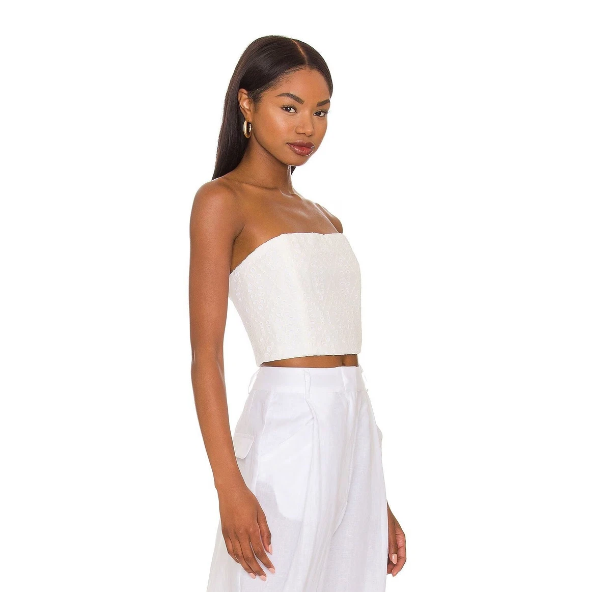 White strapless bandeau top sale