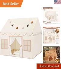 Magical Indoor Kids Play Tent with Star Lights  Tassel Garland - 38.2" Tall