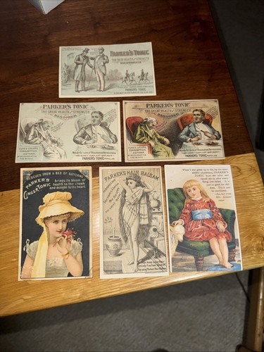 6-Parker’s Tonic/Hair Balsam Trade Cards-    V182