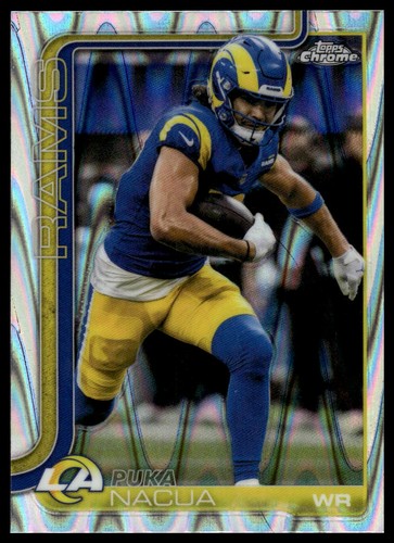 Puka Nacua 2025 Topps Chrome #166 Ray Wave Refractor Los Angeles Rams