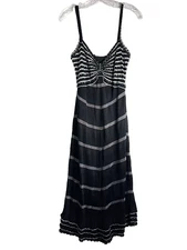 Karen Millen ladies cocktail dress 2 black VTG beaded silver knit capsule LBD