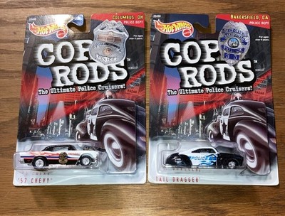 2 Hot Wheels 1999 Cop Rods: Columbus Oh  57 Chevy Bakersfield Ca Tail Dragger