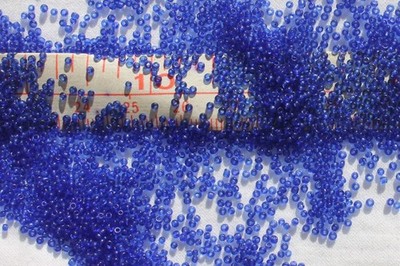 Antique Micro French 18/0  Glass Seed Beads Trans Navy Blue Craft Jewelry 1/2oz