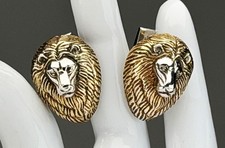 Vintage SERGIO BUSTAMANTE LION CUFFLINKS 925 Sterling Silver Gold Vermeil Mexico