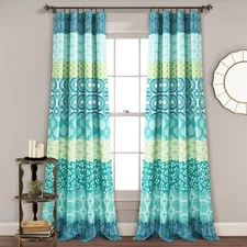 Set of 2 95"x52" Bohemian Stripe Window Curtain Panels Blue - Lush
