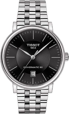 Tissot Silver Mens Analogue Watch Carson Premium Powermatic 80 T1224071105100