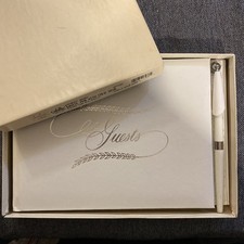White Guest Book & Pen - Silver Script Wedding By CR Gibson READ White Guest Book & Pen - Silver Script Wedding By CR Gibson READ - Image 1