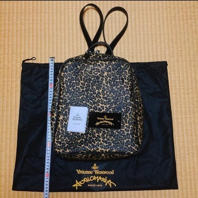 Vivienne Westwood Anglomania Orb Leopard Print Leather Backpack