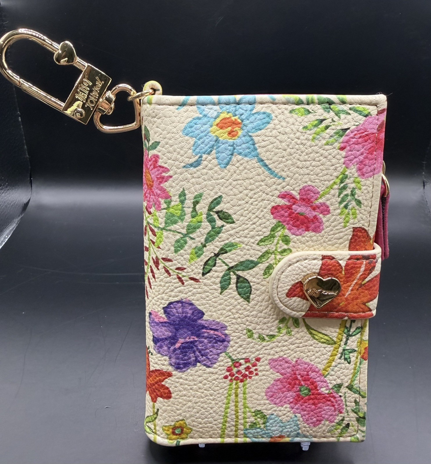 Betsey Johnson XOLEAH Floral Card Case Bifold Keychain Spring Wallet