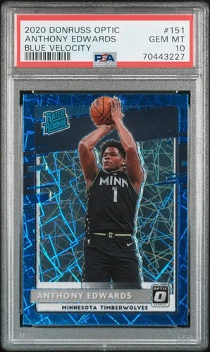 Anthony Edwards 2020 Optic Blue Velocity Prizm Rated Rookie PSA 10 GEM MINT