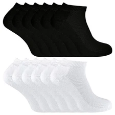 Mens 6 Pack Low Cut Quarter Bamboo Organic Cotton Trainer Socks
