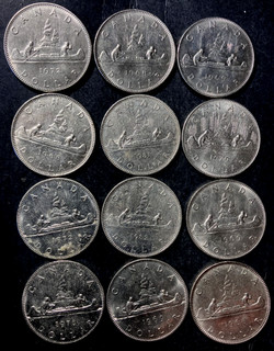 Old Canada Coin Lot DOLLARS 12 HIGH GRADE COINS Lot #U31