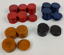 VTG Lot of 139 Bakelite 1.5" Poker Chips - Red Blue Yellow Green - Plain  Swirl