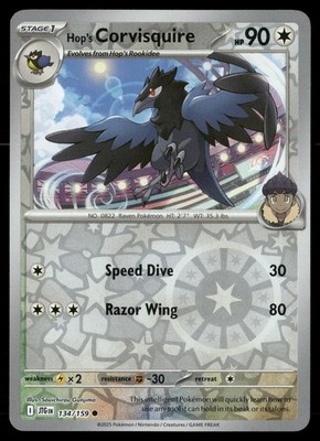 Hop's Corvisquire 134/159 Common Journey Together Pokemon Reverse Holo NM