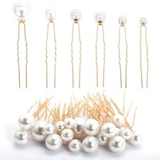 36 PCS Pearl Hair Pins Set Elegant Wedding Accessories Varied Sizes Gold