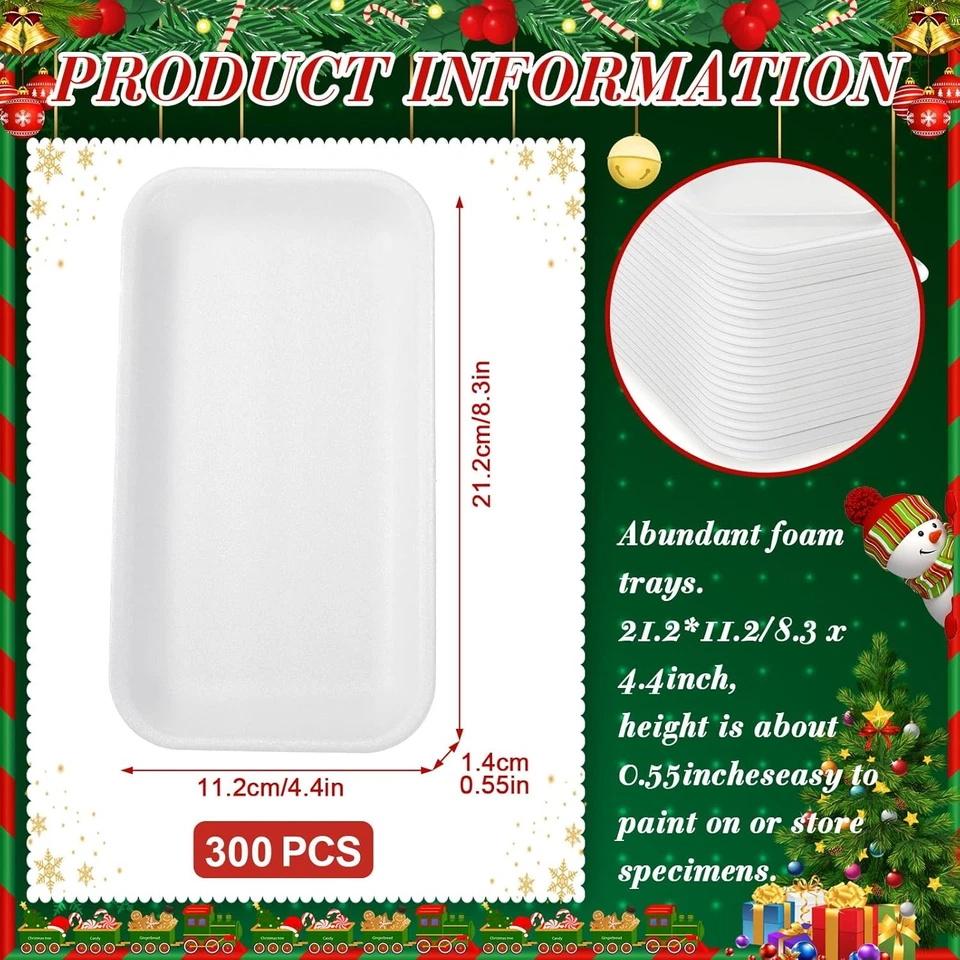 Bandejas de carne de espuma de 300 piezas bandejas artesanales de espuma blanca platos de comida desechables a granel Foto 2 de 4