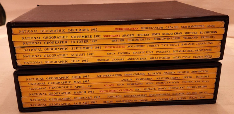 1982 Vintage National Geographic Magazine - 12 Monthly Issues WITH SLIP COVERS
