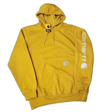 Carhartt Men  s Medium Honey Hoodie Logo Sleeve Loose Fit NWT
