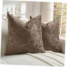 Flannel Throw Pillow Covers 18x18 Inch Set 18" x 18" Pack of 2 Dark Coffee