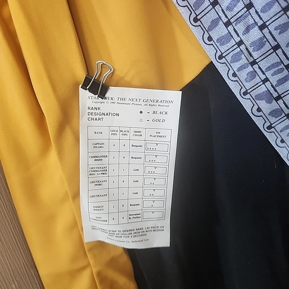 Костюм StarTrek следующего поколения детей LG желтый комбинезон рубины винтажный новый читать - Изображение 3 из 4