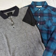 Lot of 2 Abercrombie Flannel Plaid denim Flower Polo Shirts Boy's Size 13/14
