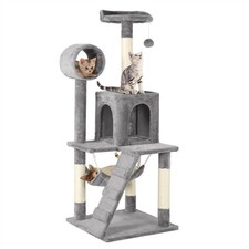 51in Cat Tree Condo Multilevel Cat Towers Scratching Post Light Gray, Used
