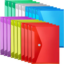Plastic File Folders for Documents, 20 PCS Plastic Envelopes, Reusable File Fold
