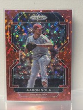 2022 Panini Prizm Tier II Red Donut Circle Prizm 15/99 Aaron Nola #158 Phillies