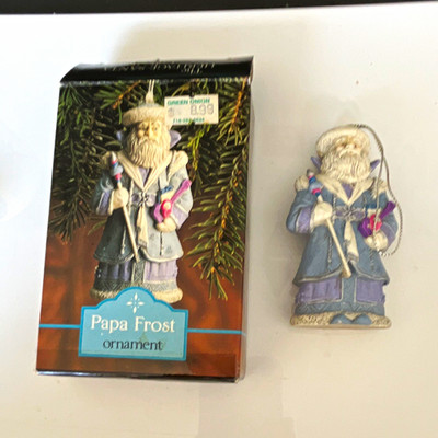 Midwest Importers Hand Painted Blue Papa Frost Santa Resin Ornament Christmas