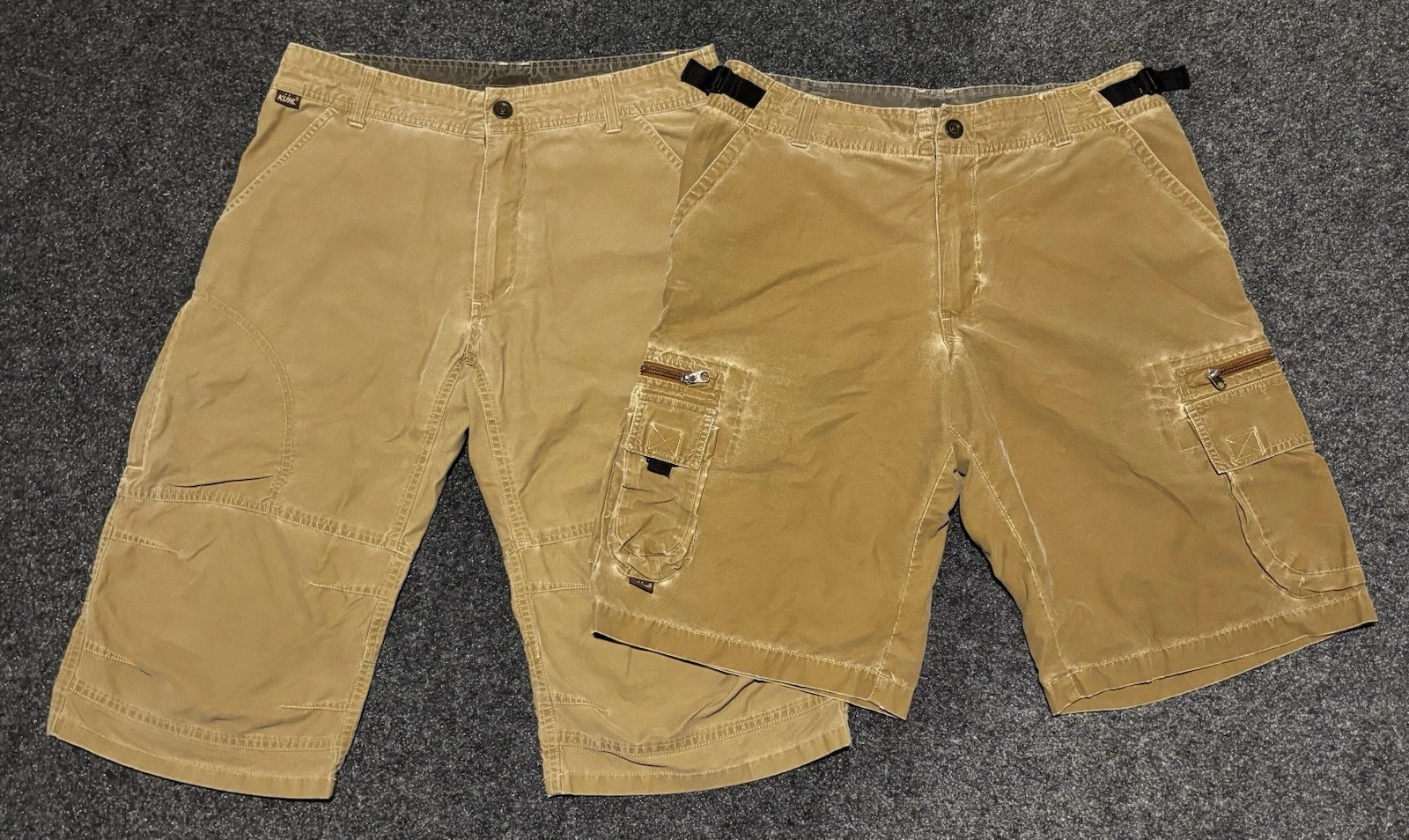 Lot Of 2 Kuhl Hiking Shorts Men’s Size 34 Waist Actual Tan Cargo Patina Utility