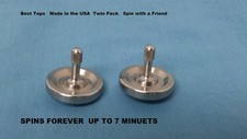 Precision Spinning Top Toy - Spins Forever up to 7 minutes TWO PACK Made in USA