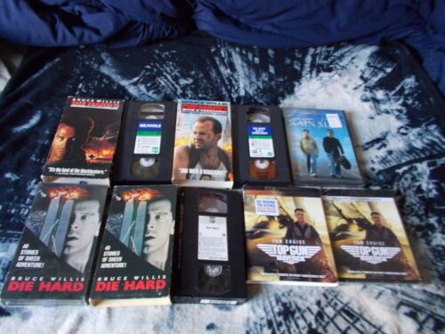 4 VHS, 4K, DVD, 3 NEW, Die Hard 1-3, New 1988 VHS, Top Gun: Maverick, Rain Man-