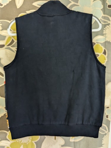 Vintage Lauren Ralph Lauren Nautical Silk Zipper Front Knit Back Vest Size L - Picture 2 of 10