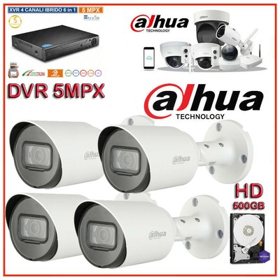 KIT Videosorveglianza DVR 4 ENVIO 5MPX + 4 Telecamere DAHUA Bulett A