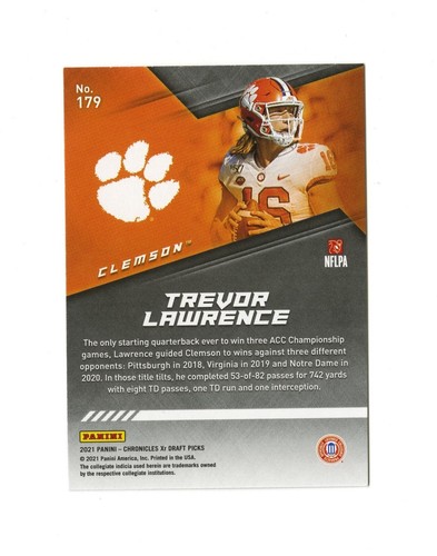 2021 Chronicles Draft Picks Trevor Lawrence RC! #179 Jacksonville Jaguars - Picture 2 of 2