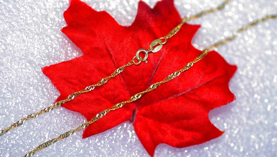 52 cm Halskette Singapurkette 750 Gelbgold 18 KT Goldkette Unisex Kette👍 - Bild 2 von 4
