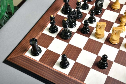 The Zagreb '59 Chess Set - Pieces Only - 3.875" King - Black & Natural Lacquered - Picture 9 of 11