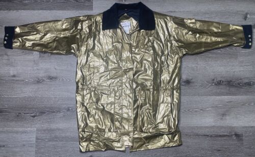 Vtg Kenn Sporn Wippette 80s Gold Jacket Corduroy Collar Drawstring Waist Medium