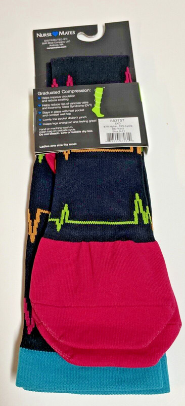 Nurse Mates EKG BLACK Compression Socks 12-14 Mm/Hg