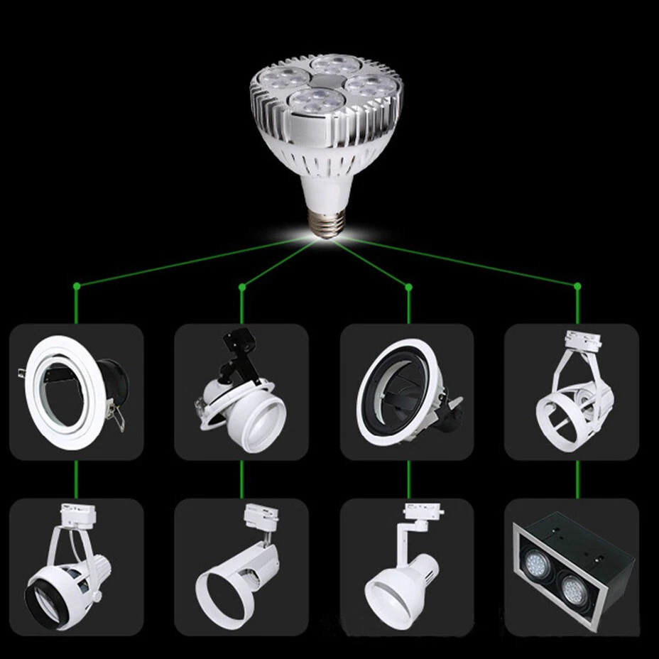 35w (75W Equivalent) PAR30 LED Bulb White 6500K 3500lm E26 25° Track Spotlight - Image 3 of 4