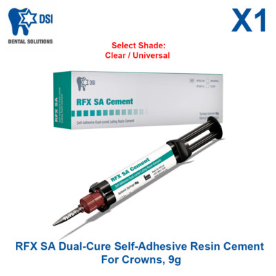 Dental DSI RFX Dual Cure Self-Adhesive Resin Permanent Fixation Cement 9g