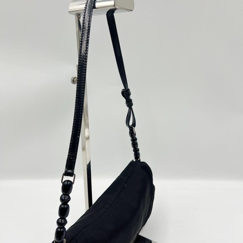 Auth CHRISTIAN DIOR Malice Pearl Shoulder Bag Black Nylon Vintage From Japan - Picture 5 of 15