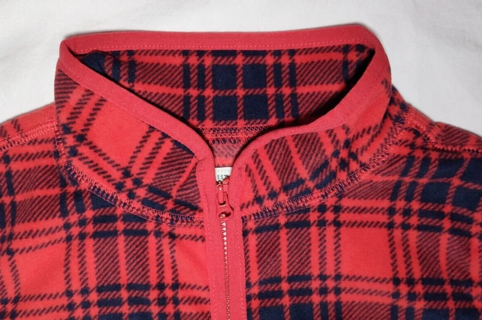 Pullover polar Oshkosh para niños talla 10 rojo negro a cuadros 1/4 cremallera frontal delgado suave nuevo con etiquetas Foto 2 de 4