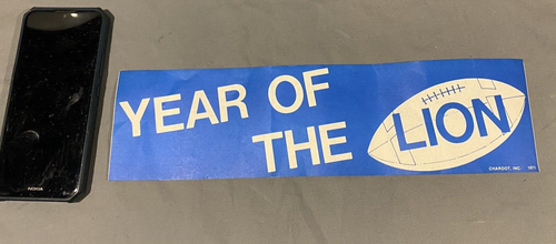 2 Vtg "Year of The Lion" 1971 Bumper Sticker Detroit Lions Sports NFL 14.5" - Picture 3 of 6