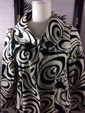 Carole Little Women's Black Beige Print Career Jacket Fully Lined Size Small EUC