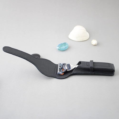 Premium 5 Edge Razor & Genuine Leather Case Men's Shaving, Travel Gear - Picture 9 of 9